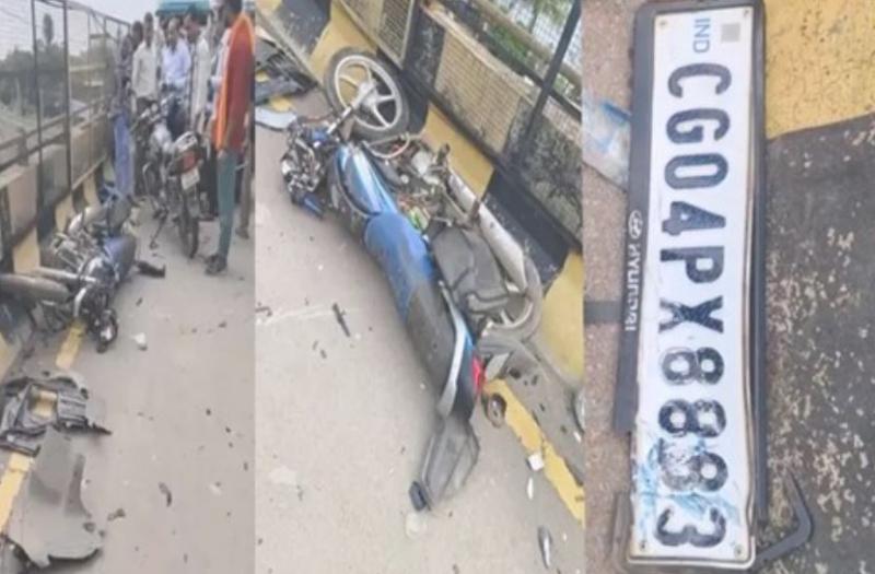 तेज रफ्तार कार बनी मौत का खतरा, फ्लाईओवर पर कई लोग चपेट में आए